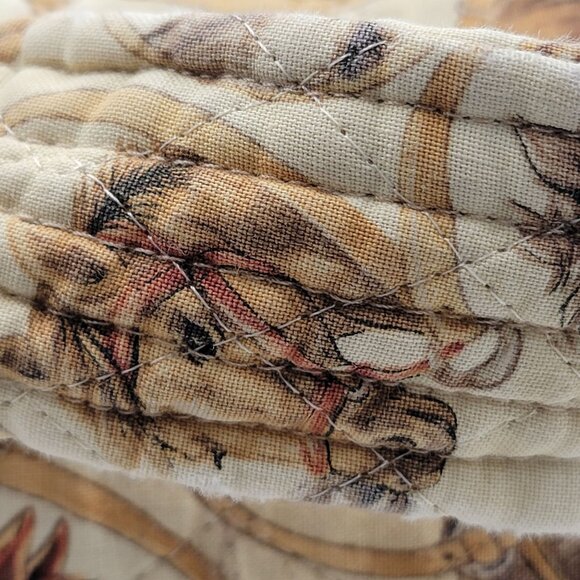 Vtg Quilted Horse Print Tote Bag With Reversible Interior Red Rope Pattern - Picture 14 of 16